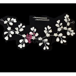 Tiara Ti005MM argintie pentru mirese cu pele albe + 2 agrafe